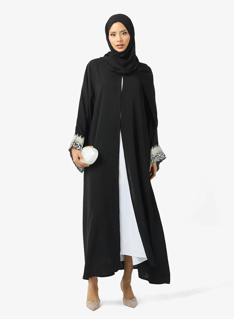 Embroidered Flared Sleeve Abaya
