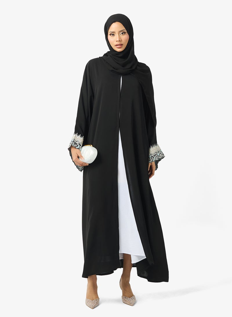 hayas closet Embroidered Flared Sleeve Abaya - Image 1