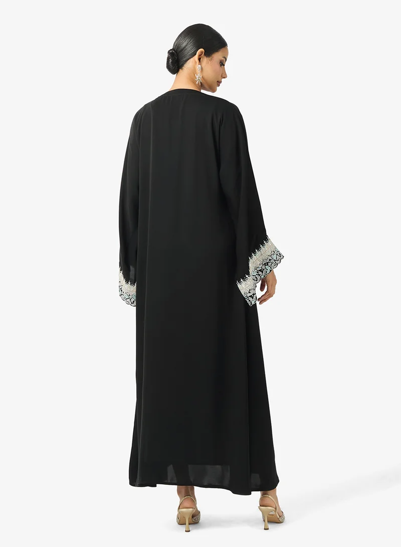 hayas closet  Embroidered Flared Sleeve Abaya for Women | Best Price UAE