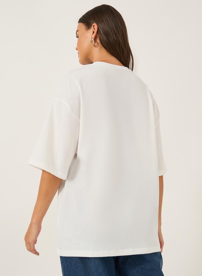 Styli Embroidered Short Sleeve Oversized T-Shirt - Image 4