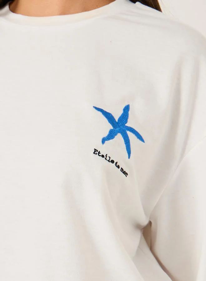 Styli Embroidered Short Sleeve Oversized T-Shirt