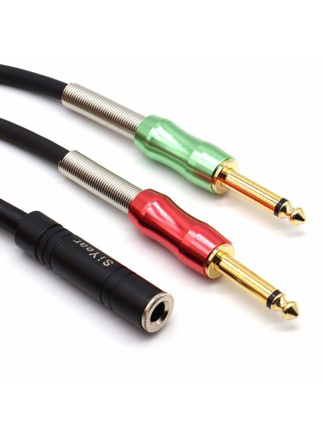 SiYear 1/4" Stereo to Dual 1/4" Mono Insert Cable, 6.35mm (Quarter inch Female TRS to Dual 1/4 Inch Male Y Splitter Breakout Cable Patch Cord (50CM) - Image 1