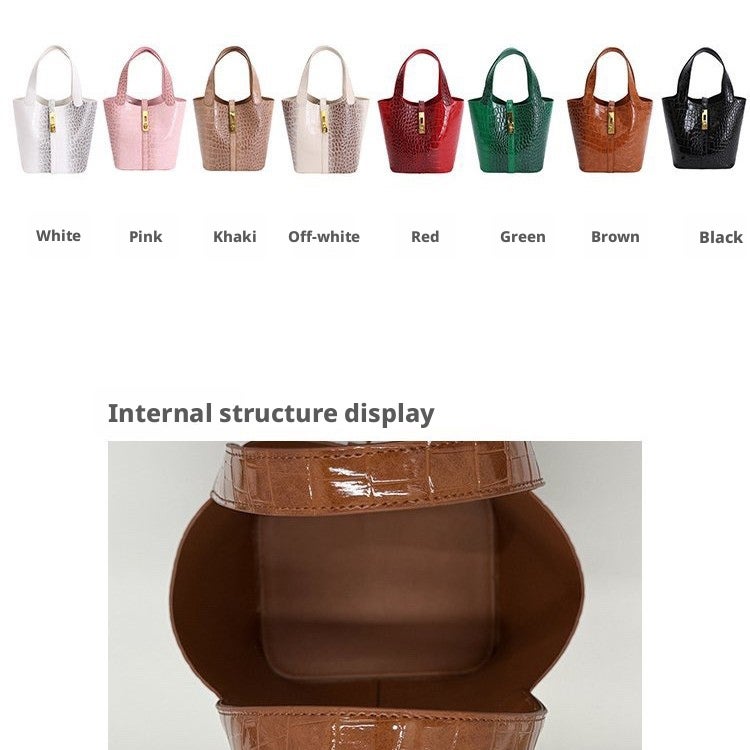 Fashion Crocodile Pattern Bucket Bag, Vintage Handbag for Women - Image 2