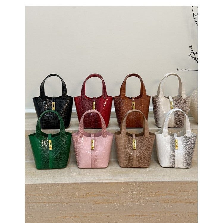 Fashion Crocodile Pattern Bucket Bag, Vintage Handbag for Women - Image 4