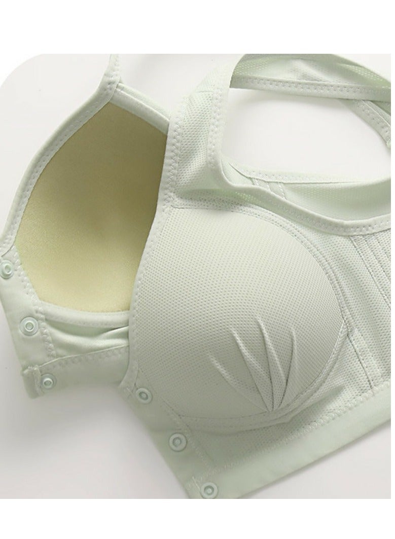 Loquat Womens Front Button Bras With Wide Straps Soft Unpadded Wireless Nursing Bras Light Green - Image 3
