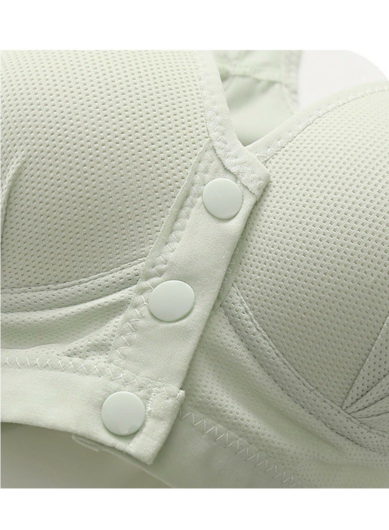 Loquat Womens Front Button Bras With Wide Straps Soft Unpadded Wireless Nursing Bras Light Green - Image 4