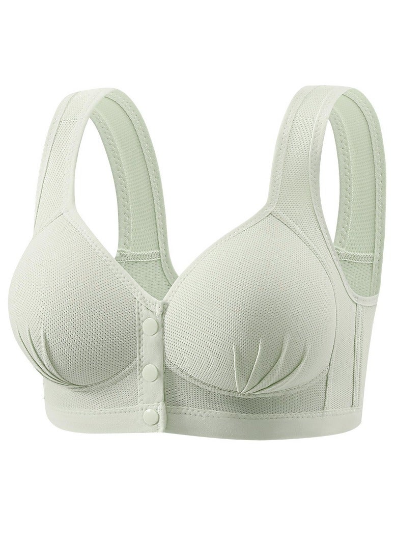 Loquat Womens Front Button Bras With Wide Straps Soft Unpadded Wireless Nursing Bras Light Green - Image 1
