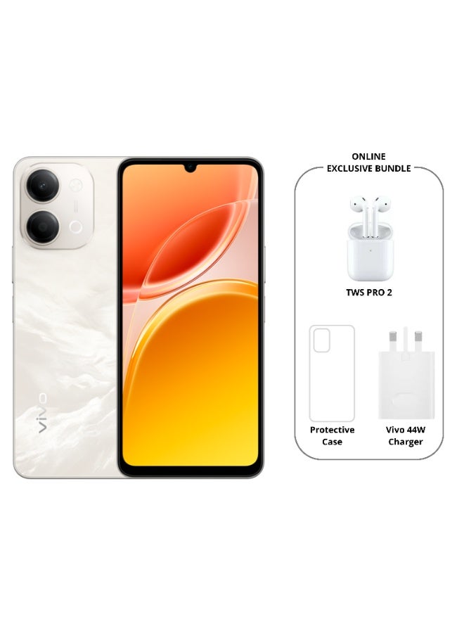 فيفو ي11 AI 5G بلاتينيوم 4GB RAM 64GB مع TWS PRO 2 (شاحن وحافظة داخل صندوق الهاتف) - نسخة الشرق الأوسط - Image 1