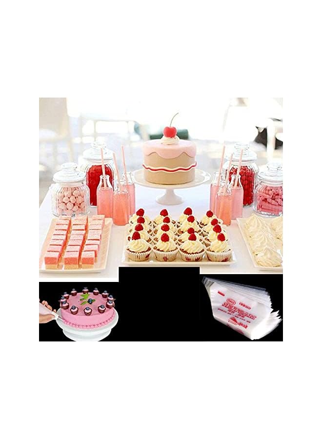 S-TOP 100Pcs Disposable Cream Pastry Bags Cake Icing Piping Baking Bags Desserts Decoration Tools 12.2 X 8.2 Inches (31 X 21Cm) - Image 2
