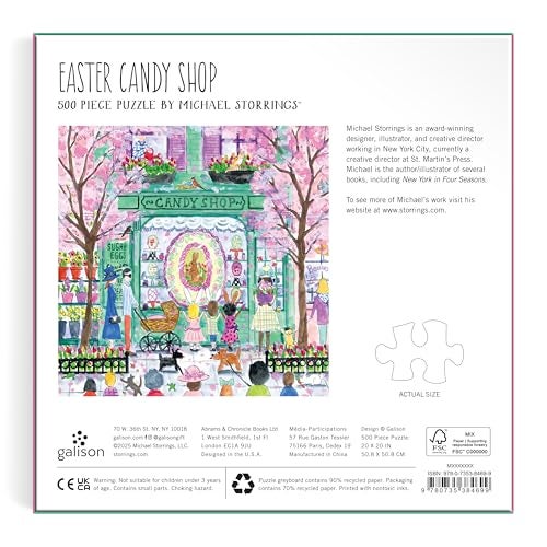 Galison Easter Candy Shop – 500 Piece Michael Storrings Jigsaw Puzzle Featuring Beautiful Artwork of an Easter Candy Confectionery - Image 3