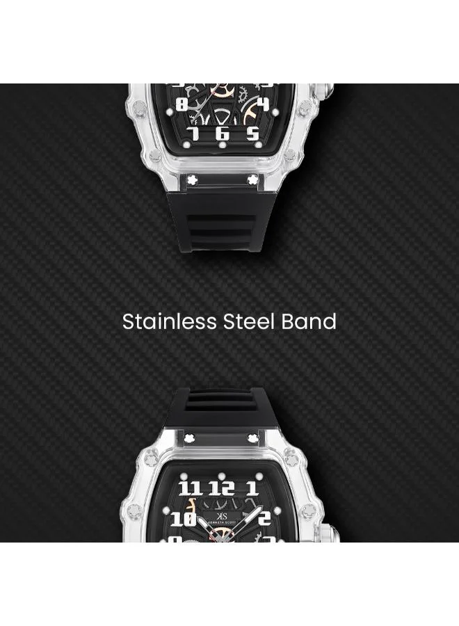 KENNETH SCOTT Men's Analog Display Watch With Black Silicone Strap - K25009-SSBX