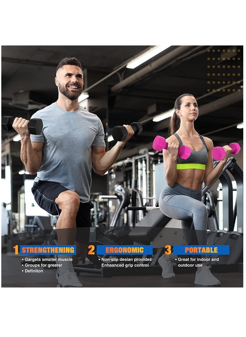 Maston - Compatible with Set of 2 Neoprene Dumbbell 1-15 LB Anti-Slip Anti-roll Hex Shape(Grey-4kg) - Image 1