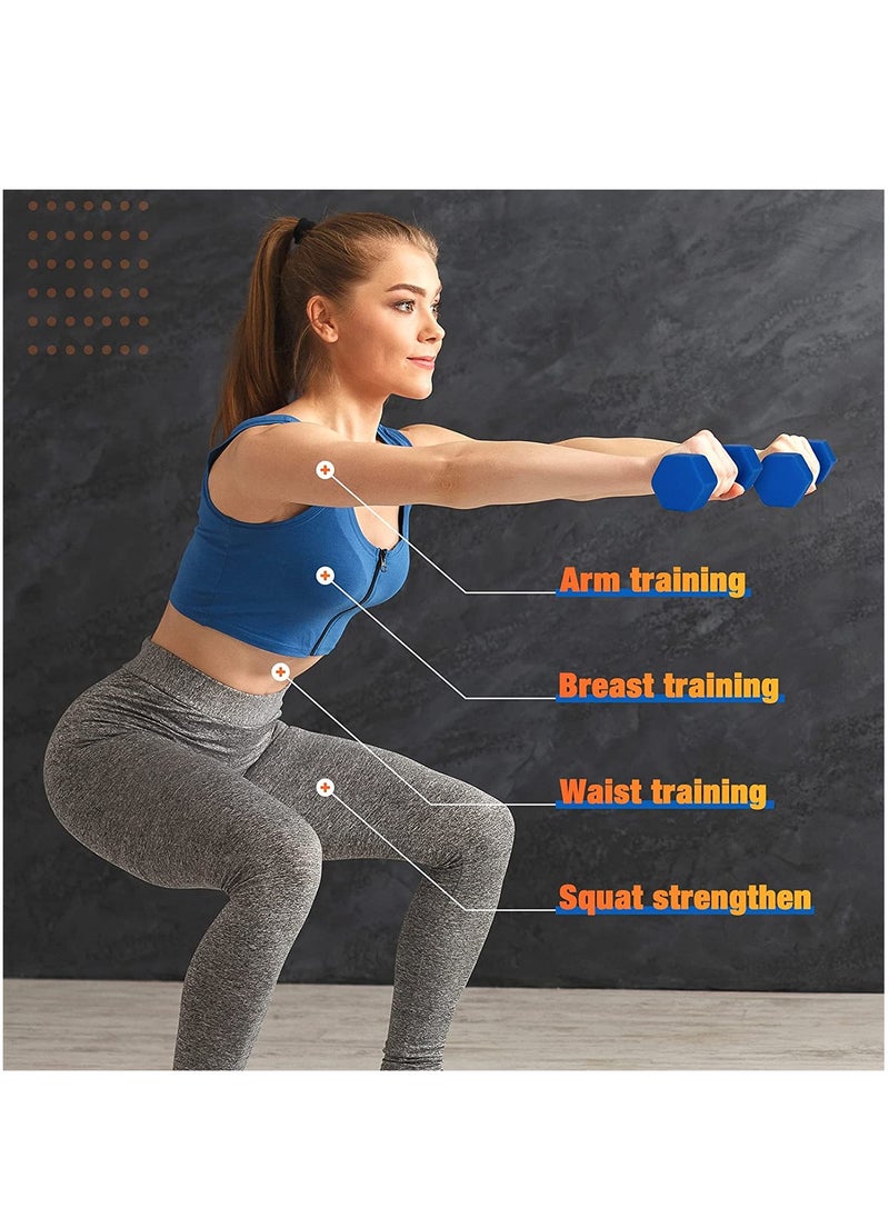 Maston - Compatible with Set of 2 Neoprene Dumbbell 1-15 LB Anti-Slip Anti-roll Hex Shape(Grey-4kg) - Image 1