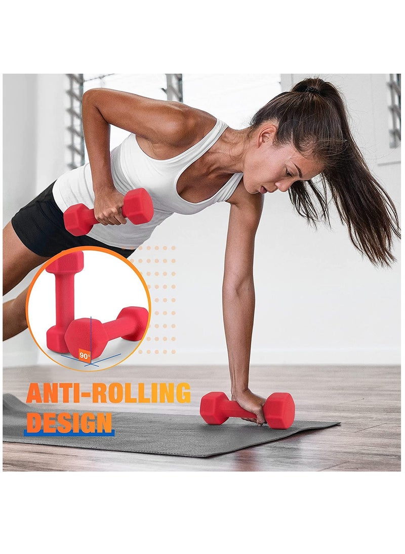 Maston - Compatible with Set of 2 Neoprene Dumbbell 1-15 LB Anti-Slip Anti-roll Hex Shape(Grey-4kg) - Image 1