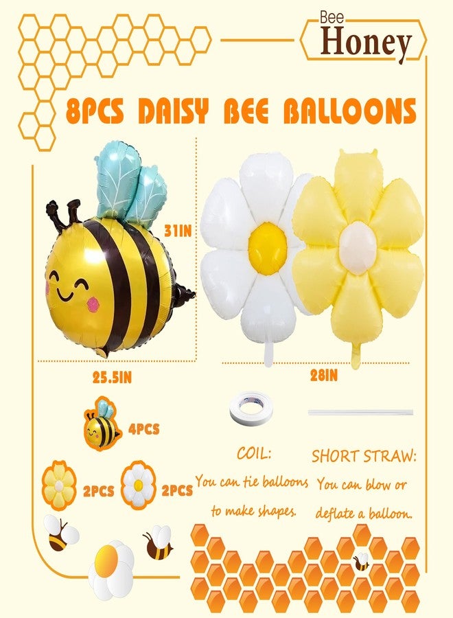 KHC-KHF Bee-Balloon Daisy-Flower-Balloons 6PCS 31 Inch Bee Balloon Honeybee Theme Birthday Party Decorations Supplies Summer Spring Parties Bear Baby Shower - Image 3