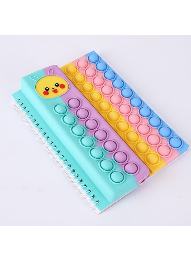 Multifunctional Pencil Case Notebook Stationery Case Suit Silicone Bubble Decompression A5 Loose-leaf Pencil Case Suit-Color:A5 Pikachu (Macaroon)  - Image 1