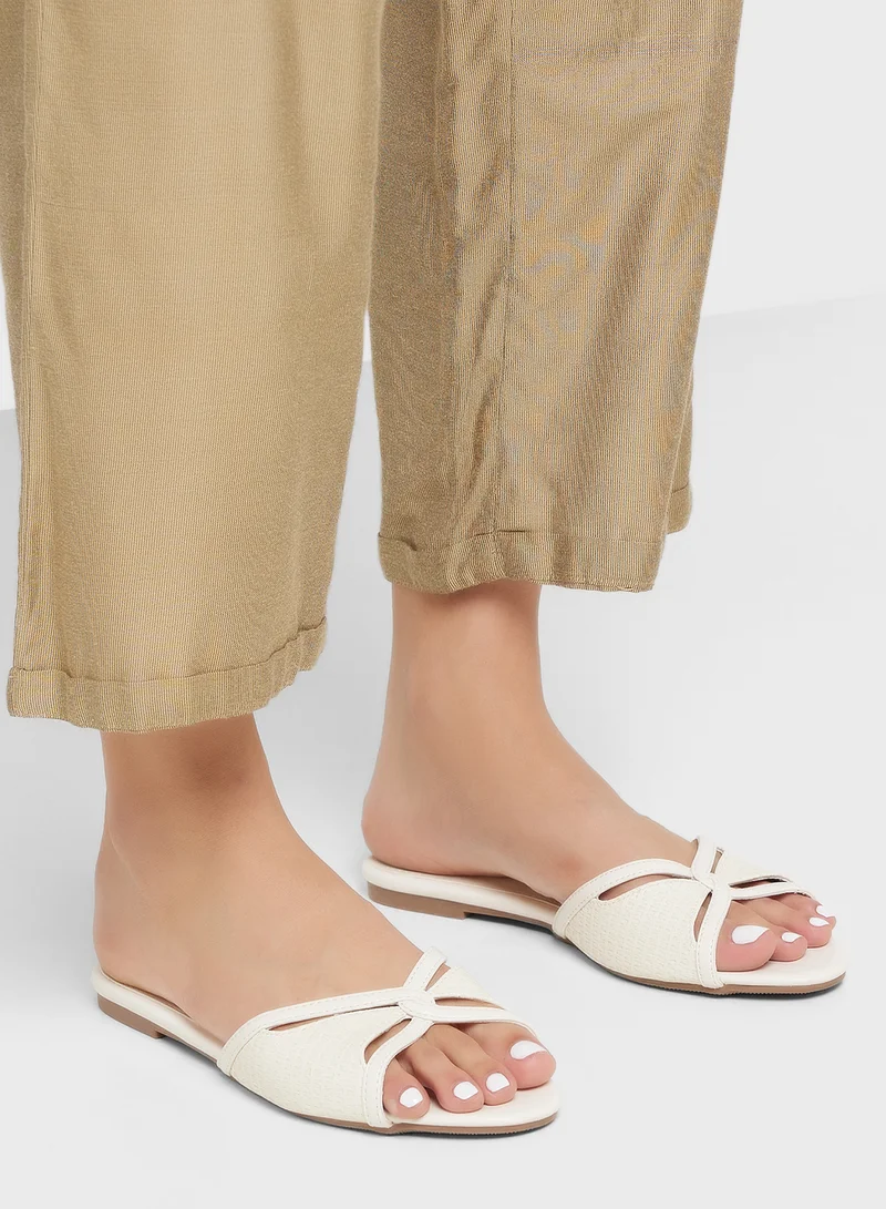 ELLA Strappy Weave Detail Flat Sandal