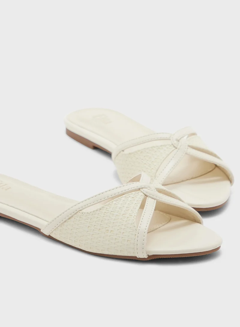 ELLA Strappy Weave Detail Flat Sandal