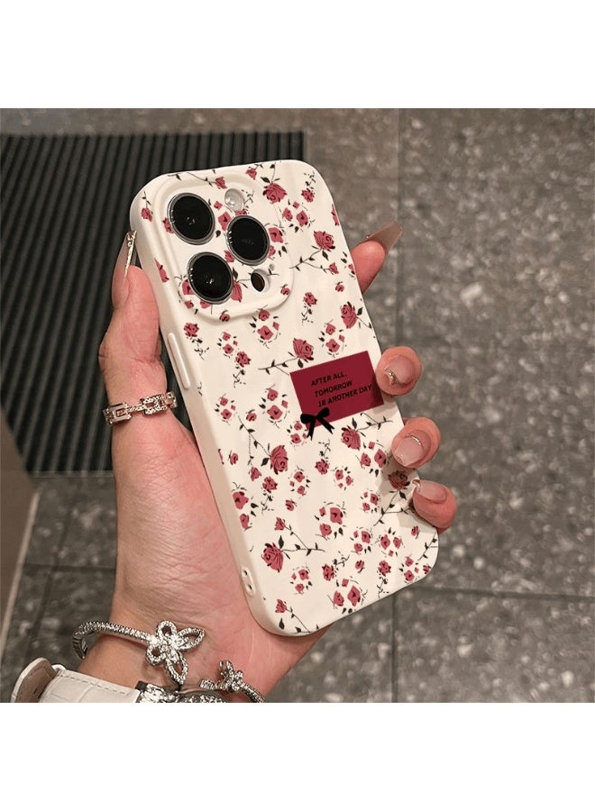 NIBEMINENT Tag English Rose Protective TPU Case Cover For iPhone 16 Pro Max, Antique White