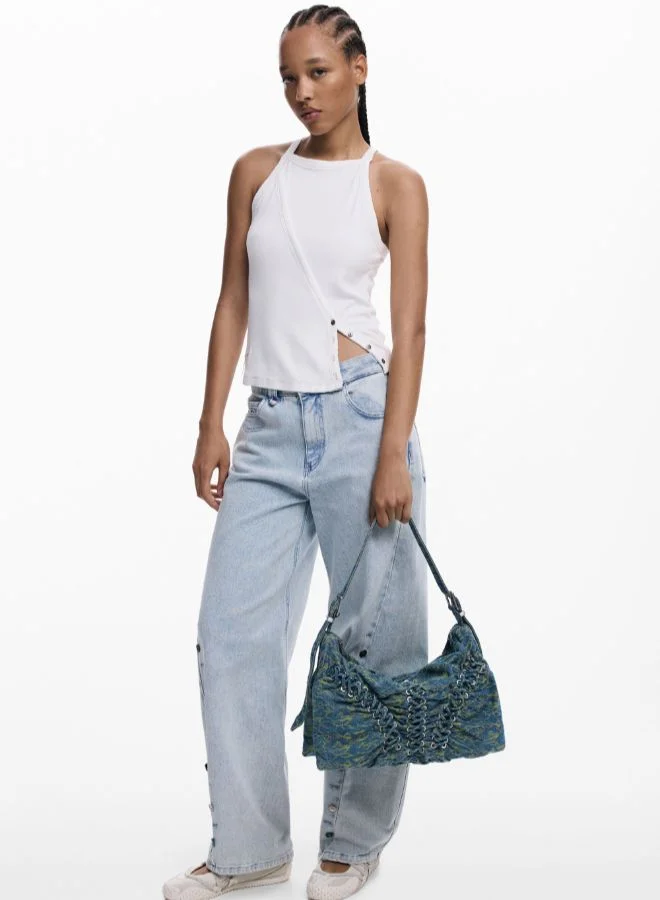 ديسيجوال حقيبة جينز كبيرة مضفرة