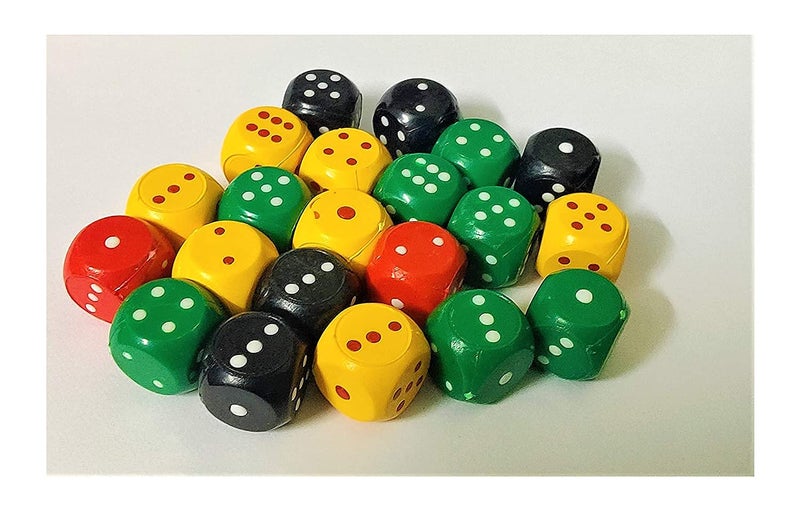 SSKR Six Sided 17mm Size Multi Color Dice or Die for Playing Ludo Board Games and Poker Chip Set Games - Pack of 6 Pieces - Image 1