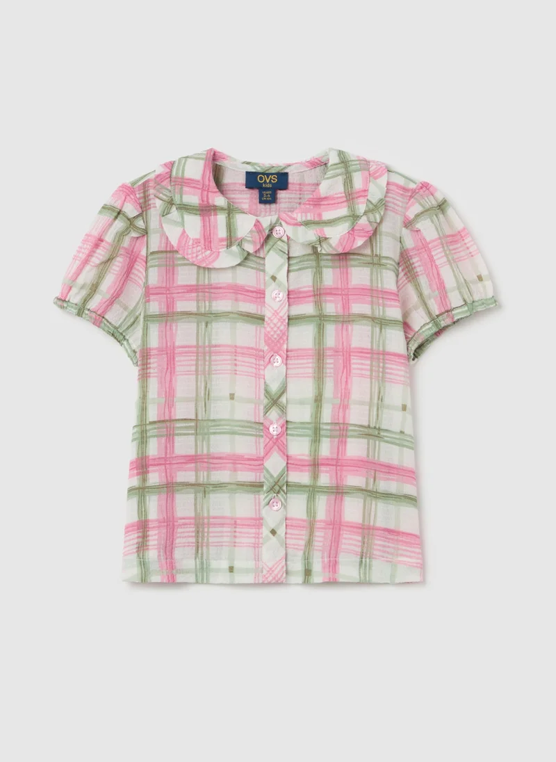 او في اس Short-Sleeved Shirt With Check Pattern