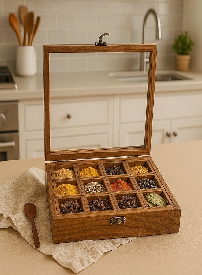 Vemlons Masala Dani, Masala Spice box Twelve Blends Spice Box With 12 Containers Namak Dani Dabba Multipurpose Decorative Boxes