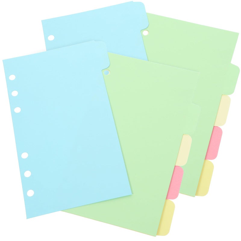 A6 Size 10 Pack Colored 6 Hole Binder Dividers with Index Tabs for Office Files Notebooks - Image 2