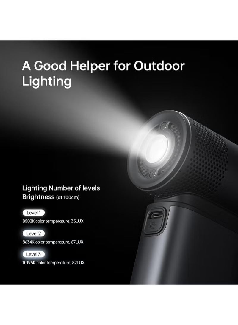 JISULIFE JISULIFE Portable Handheld Fan Ultra2, 9000mAh Max 25 Hrs, 5 IN 1, 100 Speed Turbo Fan Rechargeable 18W Power Bank with Flashlight, Metal Shell Multi-Function Travel Essentials Gifts for Men,Women-Grey - Image 4