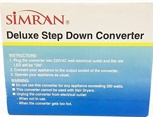 Simran SMF-200 Deluxe 200 Watts Step Down Voltage Converter for International Travel to AC 220V/240V Countries, Ideal for Laptops, Cameras, iPhones, BlackBerry, iPods etc - Image 4