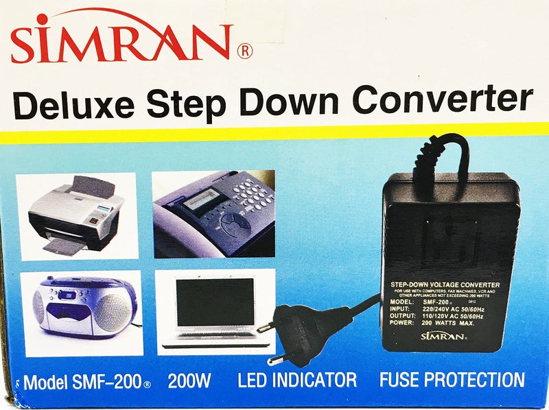 Simran SMF-200 Deluxe 200 Watts Step Down Voltage Converter for International Travel to AC 220V/240V Countries, Ideal for Laptops, Cameras, iPhones, BlackBerry, iPods etc - Image 3