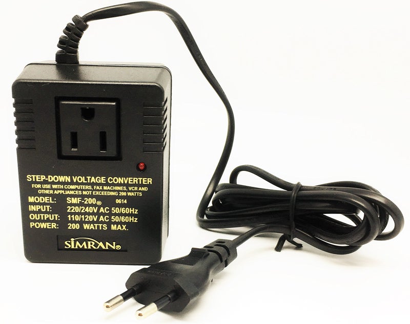 Simran SMF-200 Deluxe 200 Watts Step Down Voltage Converter for International Travel to AC 220V/240V Countries, Ideal for Laptops, Cameras, iPhones, BlackBerry, iPods etc - Image 2