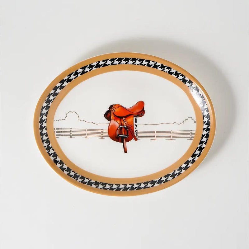 VITELLI DESIGN STUDIO Equestrian Camel 24 cm Porcelain Boat Plate - Image 1