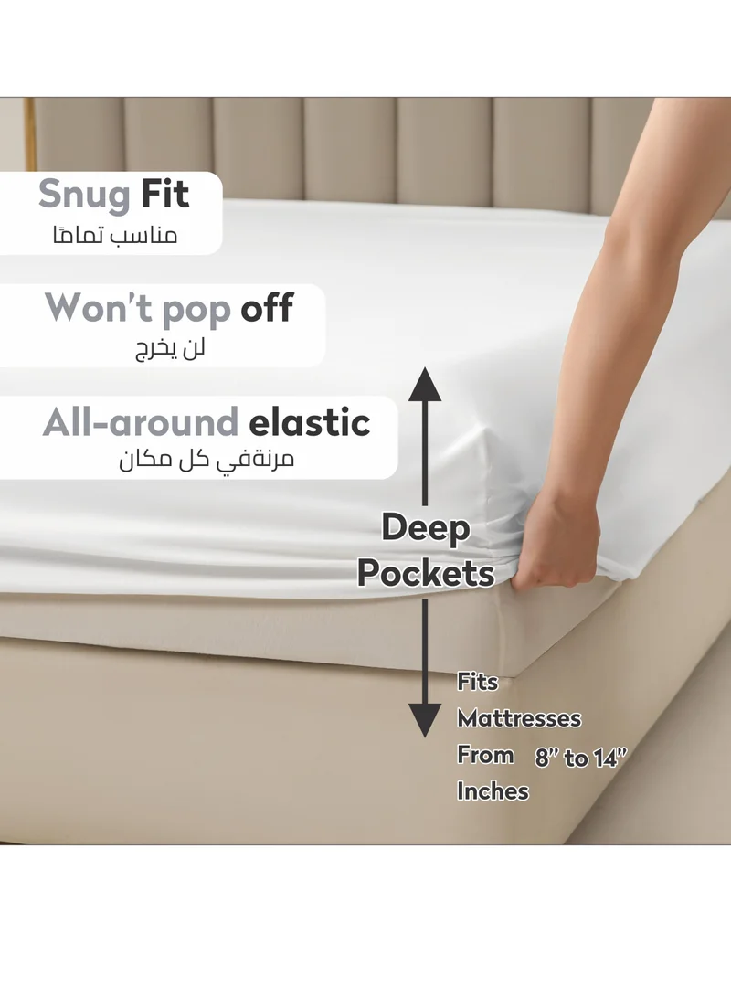 Donetella Bedding Fitted Sheet - Fits 200x200 Cm For Super King Bed - 3 Pcs (1 Fitted Sheet and 2 Pillowcases) - 35 Cm Deep Pocket - Solid Bed Sheet