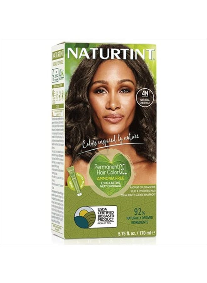 NATURTINT لون شعر دائم 4N كستناء طبيعي (عبوة من 1) ، خالي من الأمونيا ، نباتي ، خالي من القسوة ، تغطية تصل إلى 100% من الشعر الرمادي ، نتائج تدوم طويلاً - Image 1