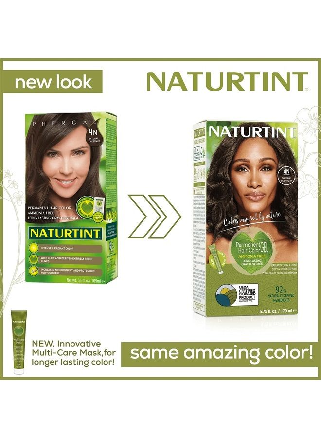 NATURTINT لون شعر دائم 4N كستناء طبيعي (عبوة من 1) ، خالي من الأمونيا ، نباتي ، خالي من القسوة ، تغطية تصل إلى 100% من الشعر الرمادي ، نتائج تدوم طويلاً - Image 3