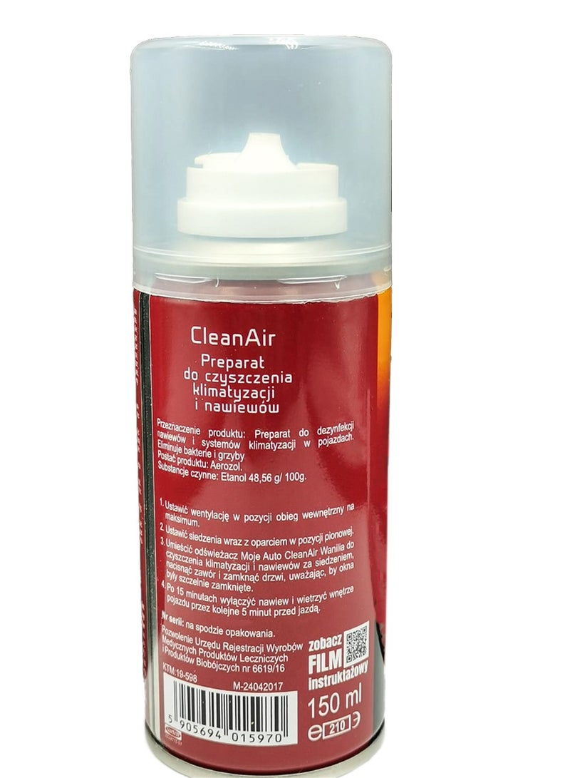 Moje Auto Car AC Cleaner Spray 150ml Air Conditioner Disinfectant Foam, HVAC Vent Cleaner, Cabin Air Freshener Odor Eliminator, Bacteria & Mold Remover, Car Interior AC Vent Sanitizer, Quick 15 Minute Cleaning Aerosol for All Vehicles Use - Image 4