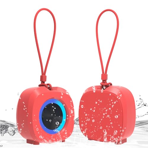 PEICHENG Speaker, Small Portable Bluetooth Wireless IPX5 Waterproof Shower Speaker,Loud Stereo Sound Deep Bass,Dual Pairing, RGB Lights,Long Playtime for Outdoor Party, Great Gift,1PC (Red) - Image 1