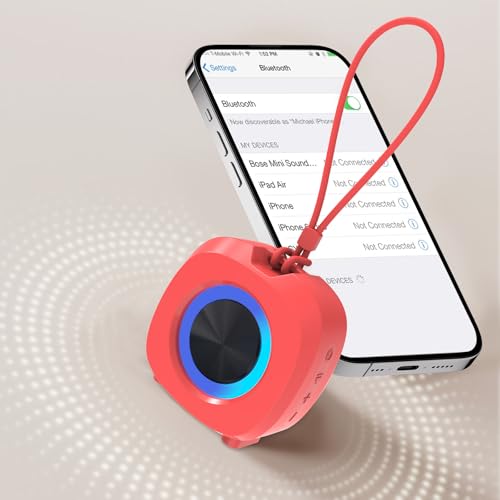 PEICHENG Speaker, Small Portable Bluetooth Wireless IPX5 Waterproof Shower Speaker,Loud Stereo Sound Deep Bass,Dual Pairing, RGB Lights,Long Playtime for Outdoor Party, Great Gift,1PC (Red) - Image 3