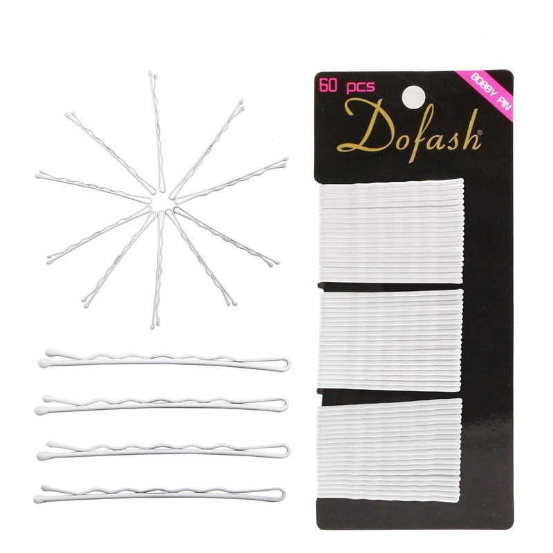 Dofash 5CM2in Wavy Bobby Pins White Hair pins Metal Hair Grips for Women 60pcsWhite