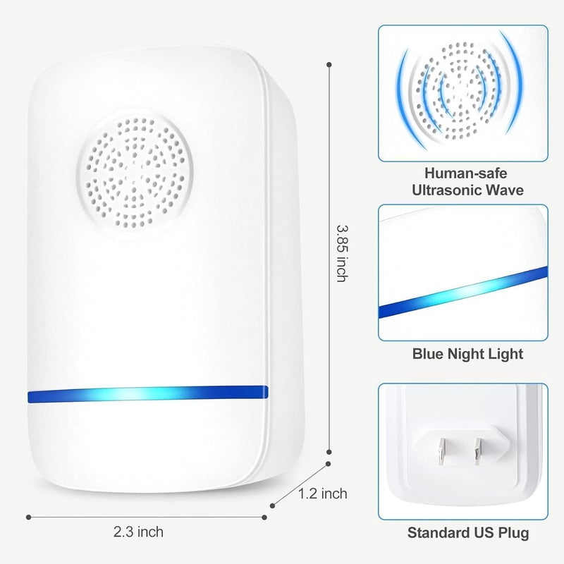 FUNI 2Pcs Ultrasonic Pest Repeller, Indoor Ultrasonic Repellent for Roach, Rodent, Mouse, Bugs, Mosquito, Mice, Spider, Electronic Plug in Pest Control for Home Kitchen Office Warehouse Hotel - Image 2