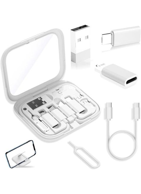 USB-C to USB Adapter, USB C to Lighting Cable Box Contains Makeup Mirror/USB C Cable/Micro USB to USB C/USB A to USB C, Cell Phone OTG Adapters for iPhone 14/15, Google Pixel, Samsung Galaxy