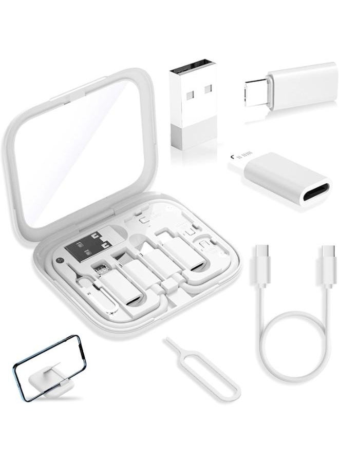 Generic - USB-C to USB Adapter, USB C to Lighting Cable Box Contains Makeup Mirror/USB C Cable/Micro USB to USB C/USB A to USB C, Cell Phone OTG Adapters for iPhone 14/15, Google Pixel, Samsung Galaxy - Image 1
