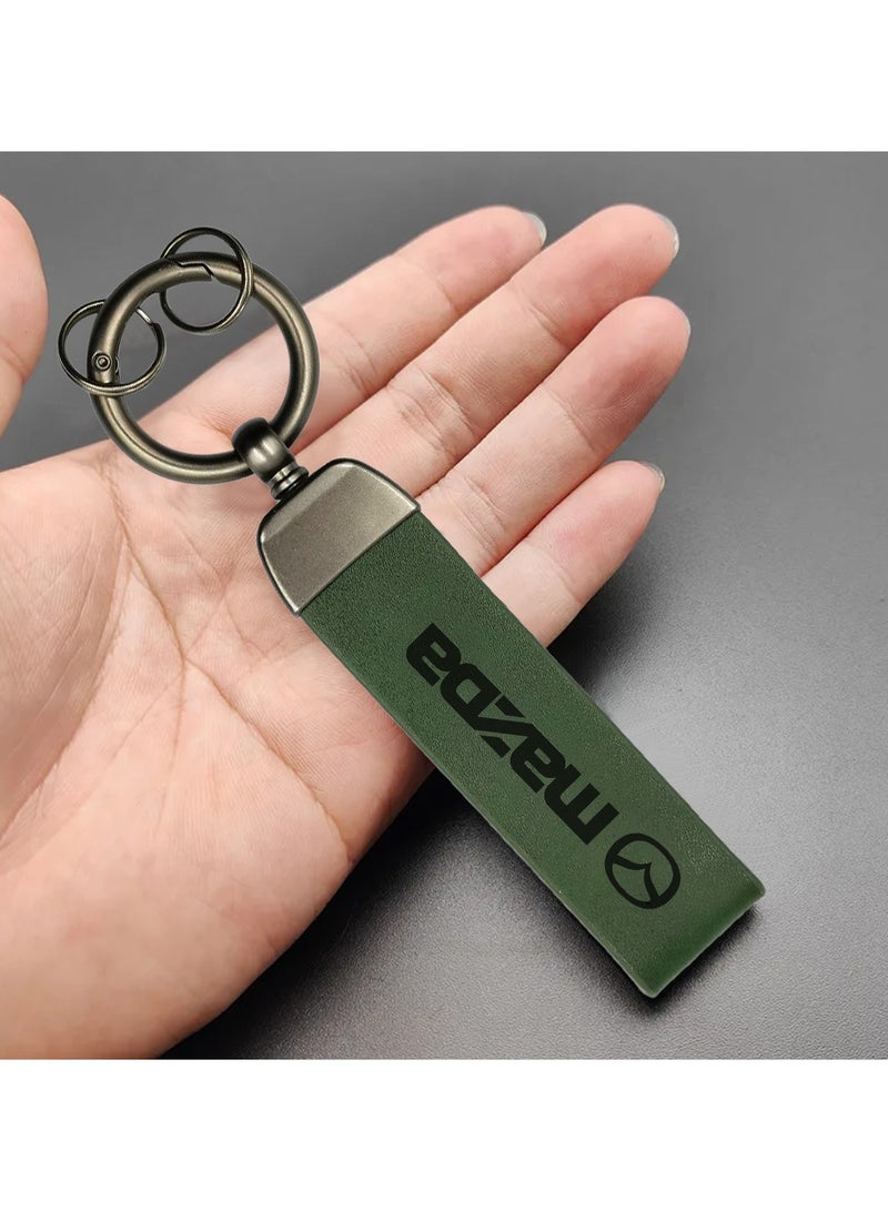 mazda mazda Metal Ring PU Leather Strap Keychain Home Key Chain Car Keychain  - Image 1
