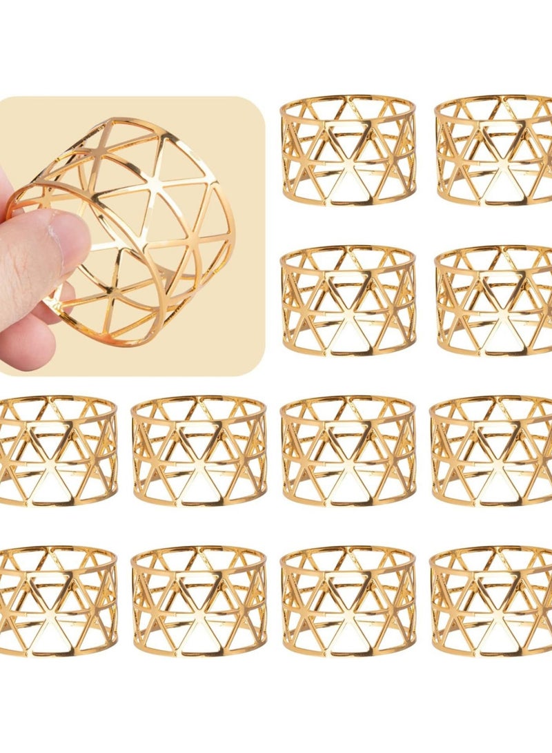 general 24 pieces of hollow triangular metal napkin buckle, table decoration, high-end banquet napkin ring, elegant napkin ring mouth cloth ring - Image 1