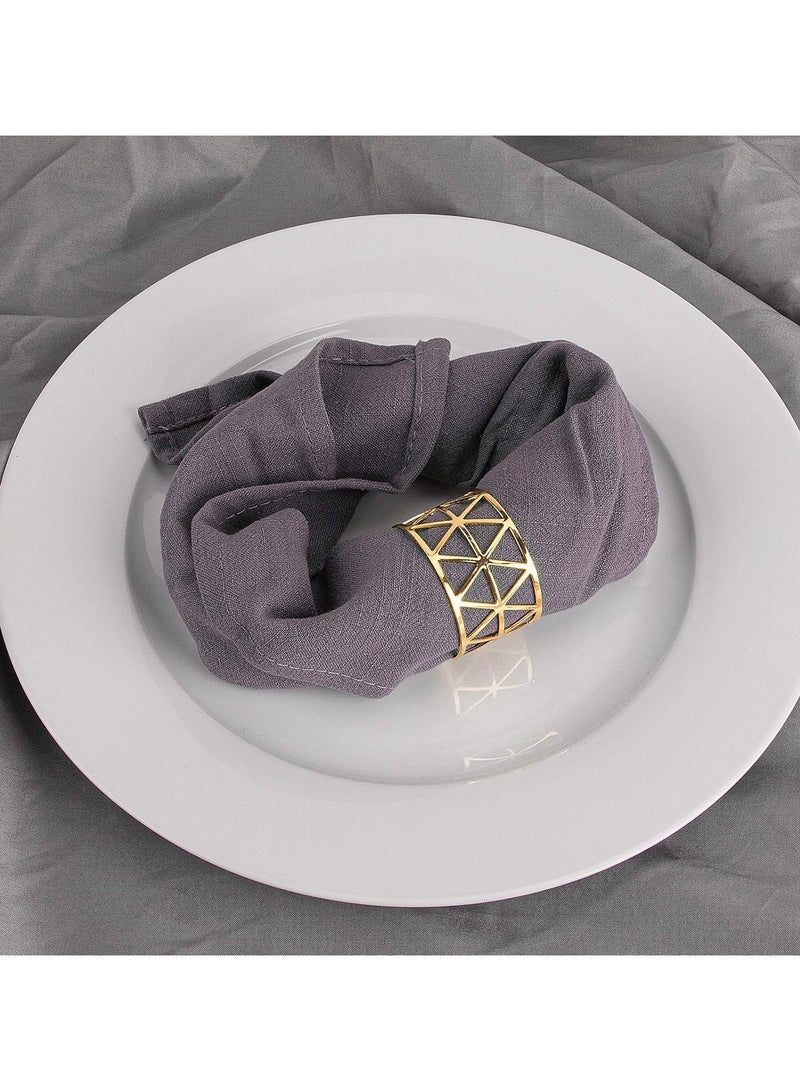 general 24 pieces of hollow triangular metal napkin buckle, table decoration, high-end banquet napkin ring, elegant napkin ring mouth cloth ring - Image 3