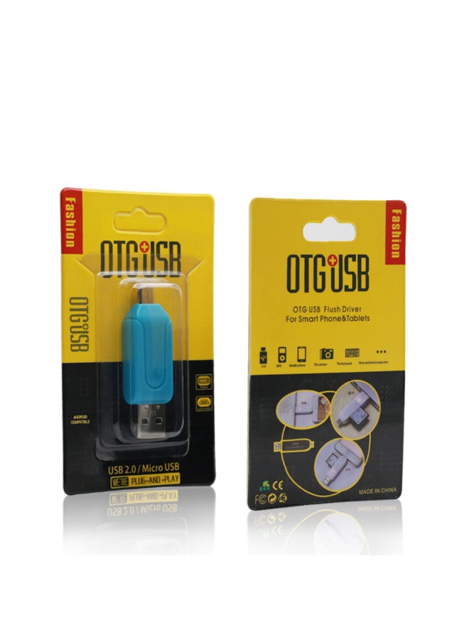 Generic - Two-in-one Micro/Type-C OTG Card Reader Computer Mobile Phone OTG Multi-function TF/SD Card Reader Wholesale-Color:micro Interface (bare Metal Blue) - Image 1