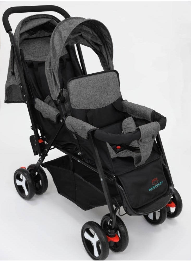 BABYCARA Stylish Baby Stroller Double Seat Twin Adjustable Seats And Complete Lay Down Foldable  - Image 1