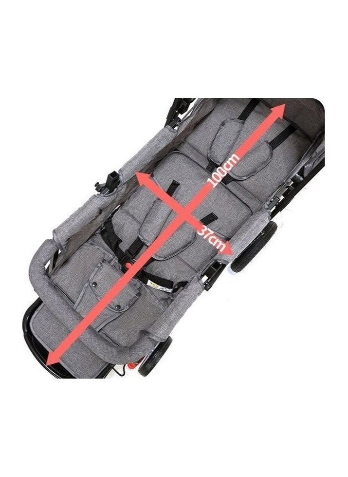 BABYCARA Stylish Baby Stroller Double Seat Twin Adjustable Seats And Complete Lay Down Foldable  - Image 4