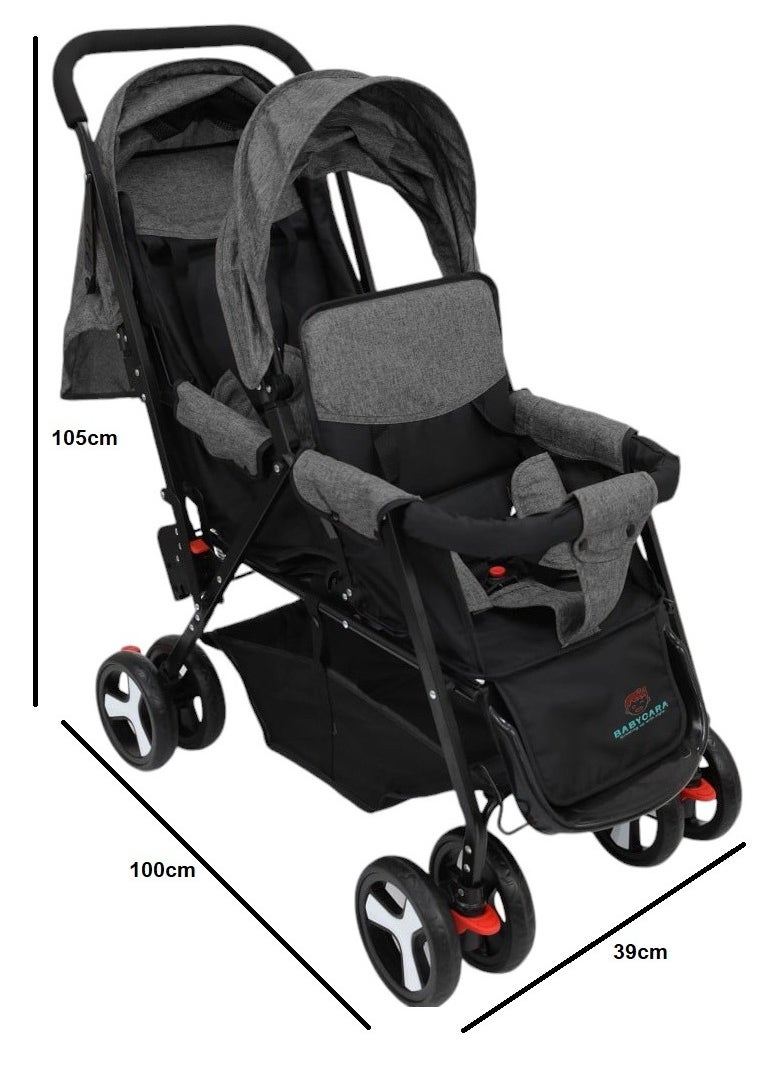 BABYCARA Stylish Baby Stroller Double Seat Twin Adjustable Seats And Complete Lay Down Foldable  - Image 5